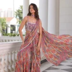 Purple Sharara Drape Saree